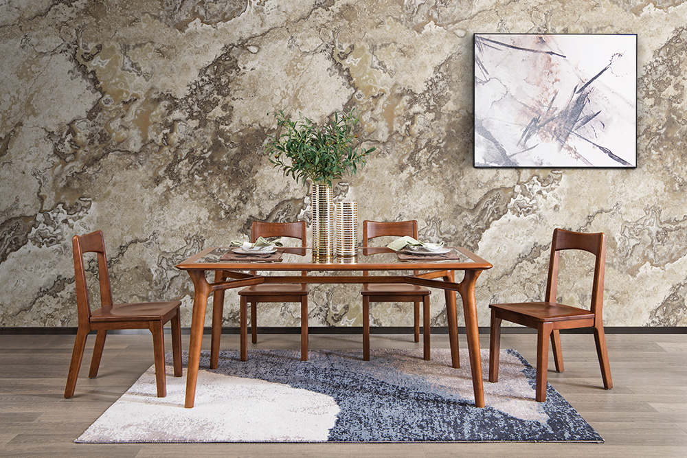 昆明森盛实木家具优奢之家系列全实木方形餐桌椅组合